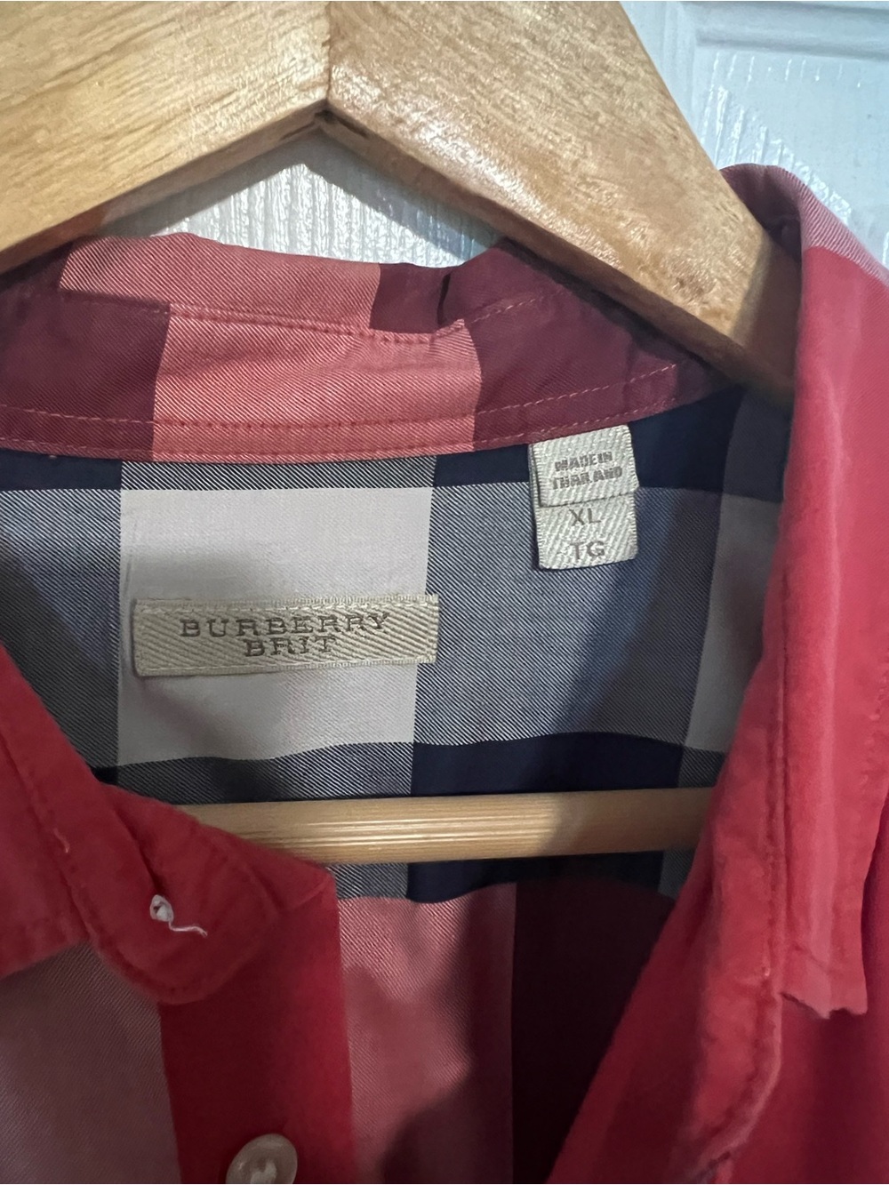 Burberry Red and Pink Plaid Long-Sleeve Dress Shirt - Picture 2 of 2